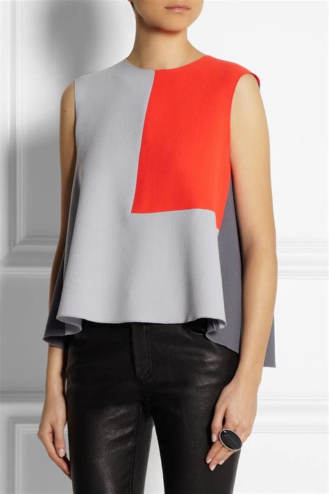 Lyst Roksanda Colorblock Wool Crepe Top In Orange