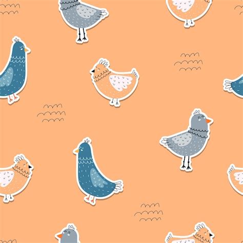 Premium Vector Seamless Pattern With Cartoon Birds