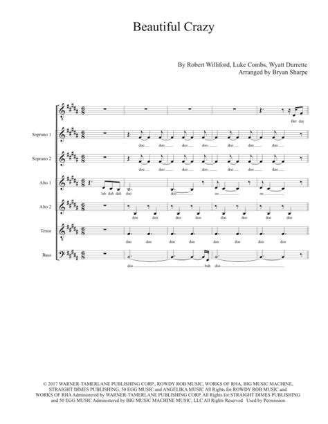 Beautiful Crazy Arr Bryan Sharpe By Luke Combs Sheet Music For Choir