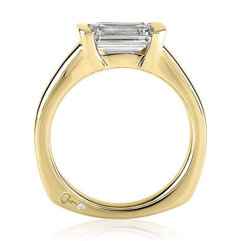 Half Bezel East West Emerald Cut Diamond Engagement Ring A Jaffe