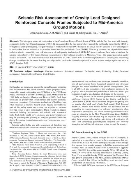 PDF Seismic Risk Assessment Of Gravity Load Designed Reinforced