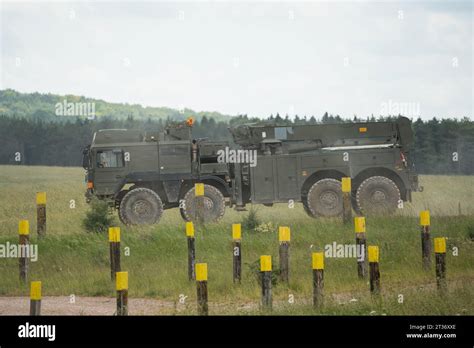 British Army Man Svr Support Vehicle Recovery X Truck In Motion On