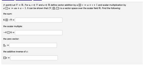 Solved Point Let V R For U V V And A E R Define Chegg