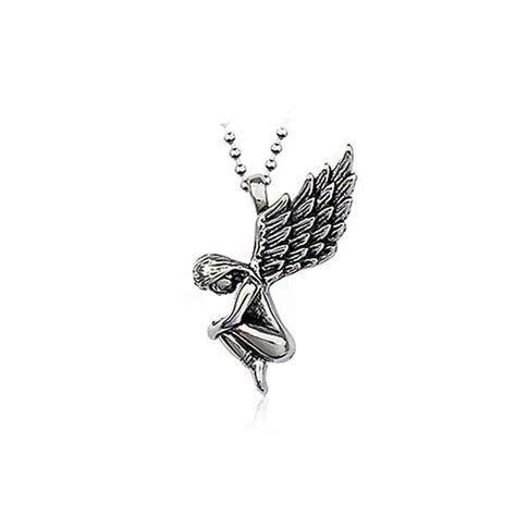 Ailes D Ange D Acier De Titane D Argent De Mode Avec Le Collier Pour