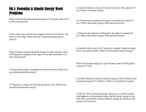 Eq Pe Ke Me Word Problem Worksheet