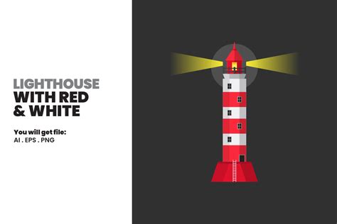 Red White Lighthouse Illustration Graphic By Setiawanapdesignworks