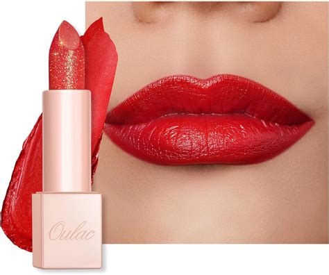 Oulac Red Shimmer Lipstick For Women Moisture Tinted Lip Balm For Dry