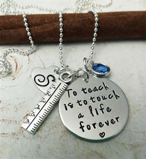 Personalized Teacher Necklace Hand Stamped Teacher Jewelry Necklace
