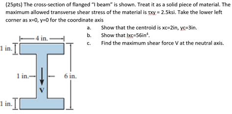 Solved 1 25pts The Cross Section Of Flanged I Beam Is Chegg