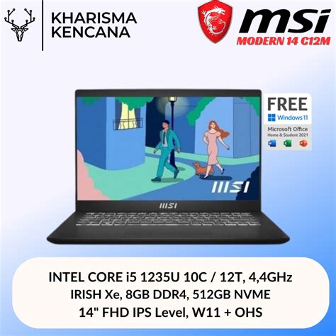 Jual MSI Modern 14 C12MO Core I5 1235U 8GB 512SSD IrisXe 14 0 FHD W11