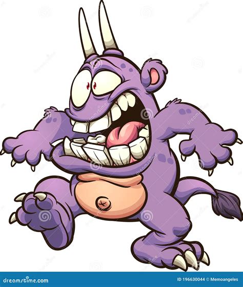 Cartoon Purple Monster Lost Consciousness Vector Illustration