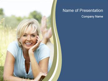 Countryside Portrait Mature Woman Sitting In Natural Setting Powerpoint Template Backgrounds