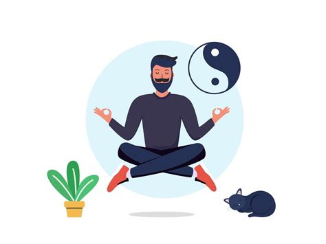 Meditation, Practicing Yoga. Vector illustration. 3571853 Vector Art at ...