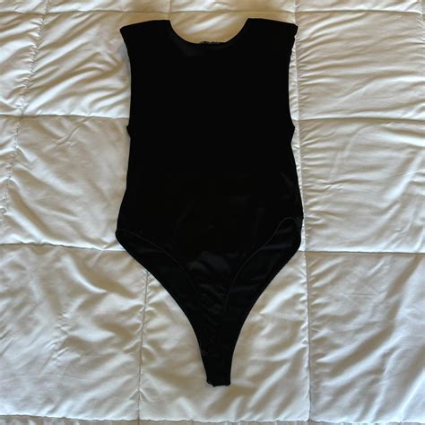 Zara Round Neck Black Body Suit Depop