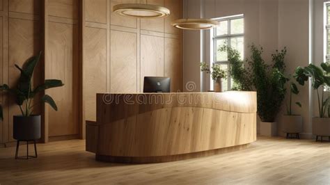 Stylish Reception Desk with Modern Hotel Lobby Stock Illustration ...