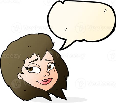 Cartoon Happy Female Face With Speech Bubble 44919390 Png