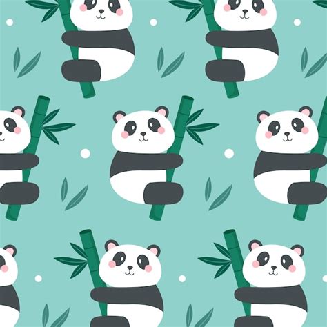 Diseño de patrón de panda dibujado a mano Vector Gratis