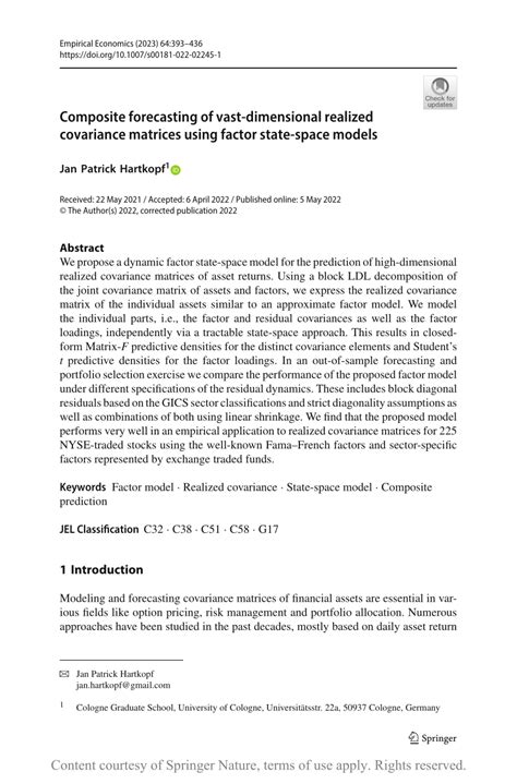 Pdf Composite Forecasting Of Vast Dimensional Realized Covariance