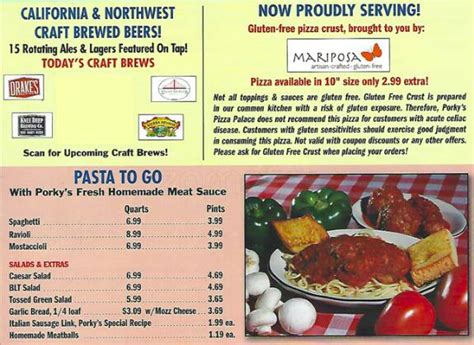 Porkys Pizza Palace Menu Urbanspoonzomato