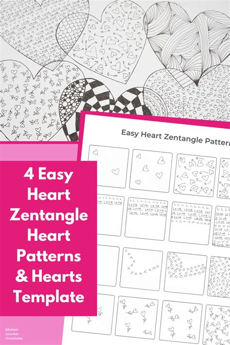 Zentangle Heart Patterns Step by Step