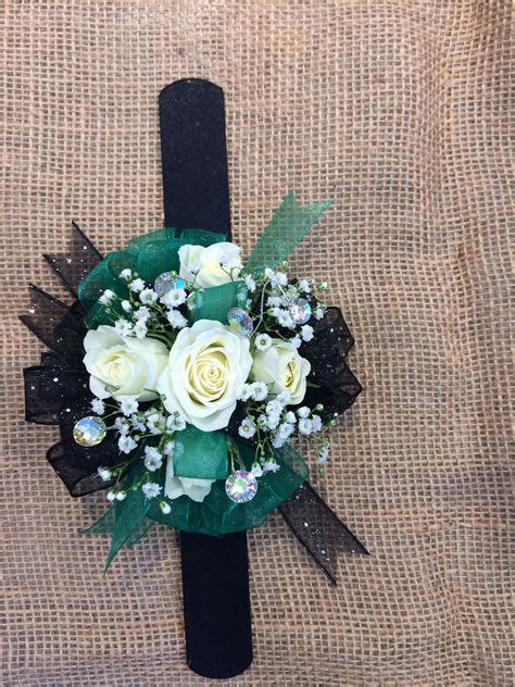 The Scarlett Ohara Corsage With Emerald Green And Black Sparkle Ribbon