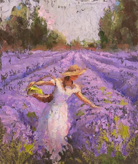 Amazon Lavender Field And Woman Landscape Art Print Field Of