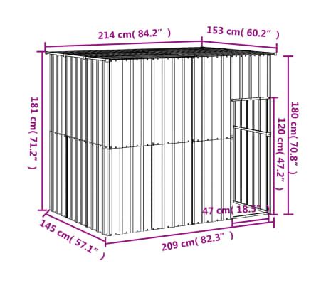 vidaXL Hundehütte mit Dach Anthrazit 214x153x181 cm Verzinkter Stahl