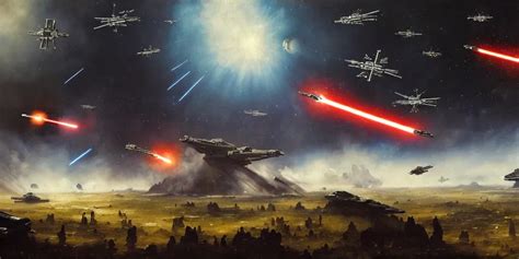 Star Wars Space Battle In Outer Space Above The Forest Stable Diffusion