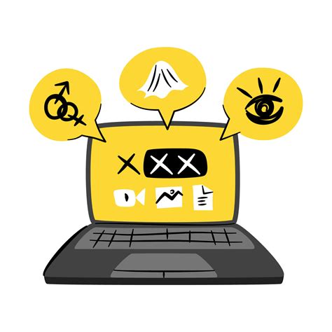 Porn Addiction Watching Pornography In Laptop Gadget Cartoon Illustration 35278999 Vector Art