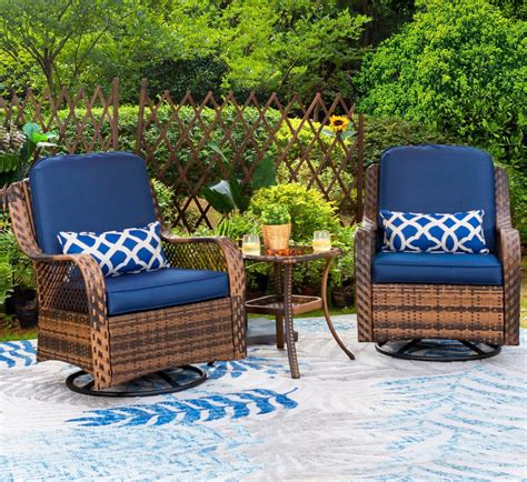 Buy PHI VILLA Oversized Outdoor Swivel Rocker Patio Chairs Set 3 Piece