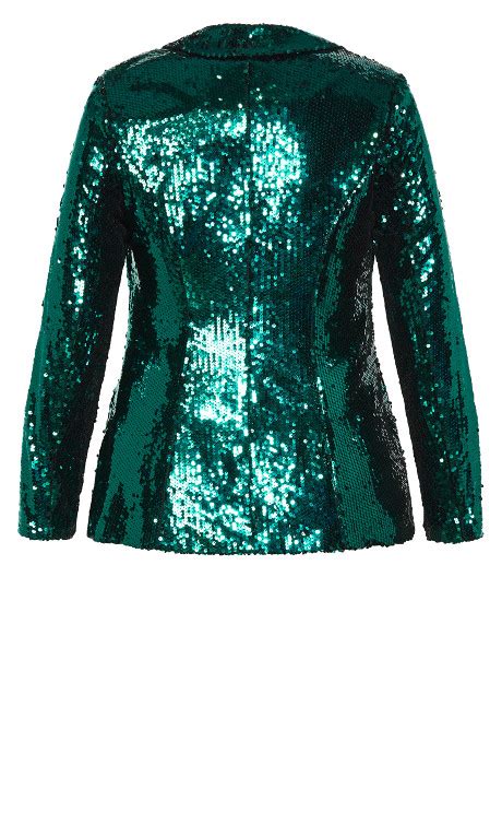 Womens Plus Size Sequin Seduction Emerald Jacket