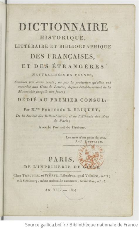 Dictionnaire Historique Litt Raire Et Bibliographique Des Fran Aises