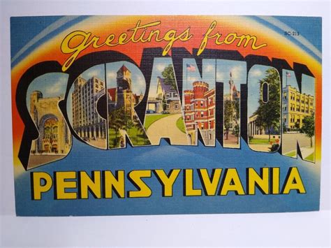 Scranton Letter Postcard Greetings From Pennsylvania Large Big Etsy