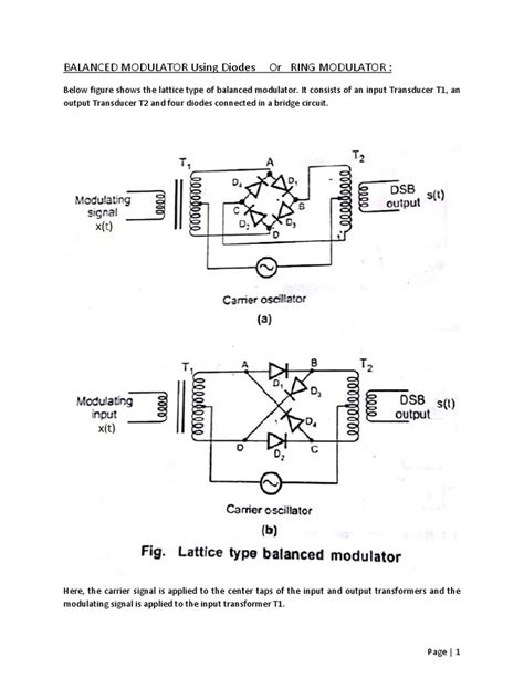 Balanced Modulator Circuit Diagram Using Diodes