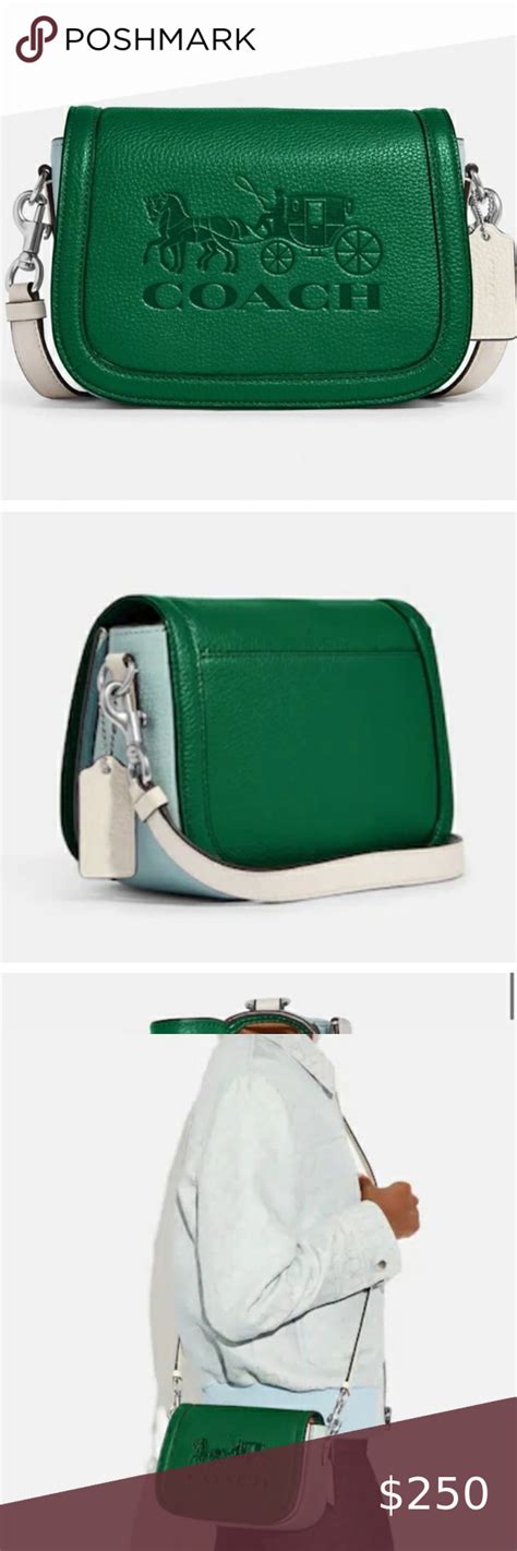 Coach Saddle Bag In Colorblock With Horse And Carriage Coach Saddle