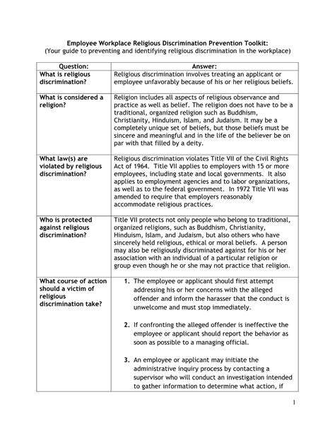 Workplace Religious Discrimination Prevention Toolkit Your Guide To