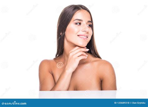 Close Up Beauty Portrait Of A Beautiful Half Naked Woman Isolated Over