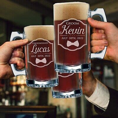 Large Groomsmen Beer Mug 16 Oz Best Man Personalized Beer Mugs EBay