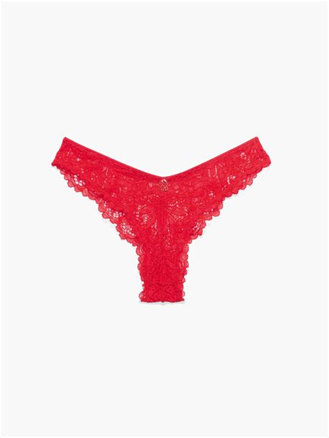 Romantic Corded Lace Brazilian Knickers In Red Savage X Fenty Uk