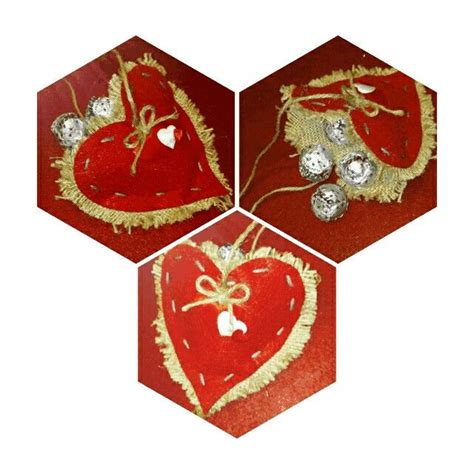 Red And Gold Heart Ornaments