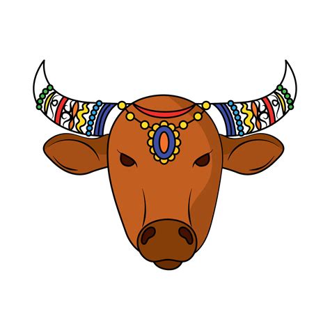 cow with decorative horns 12390330 Vector Art at Vecteezy