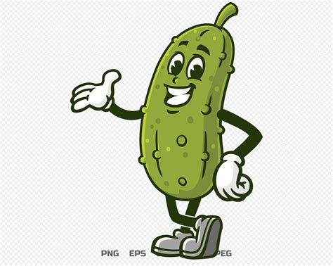 Pickle Cartoon Mascot Illustration Design Character Vector - Etsy