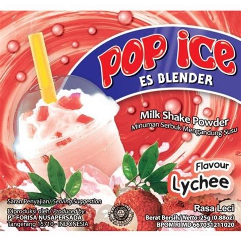 Pop Ice Lychee Flavor 250gram 10 Sachets 25gram Pack Of 4