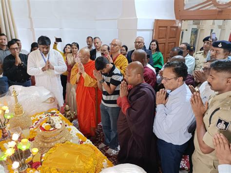 भगवान बुद्ध के शिष्य अर्हन्त सारिपुत्र और अर्हंत महामोगल्यान के पवित्र अवशेषों अस्थियां पुनः