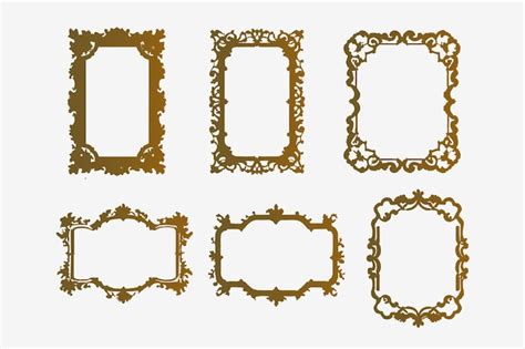 Un Conjunto De Marcos Decorativos Con Bordes De Oro Y Oro Vector Premium