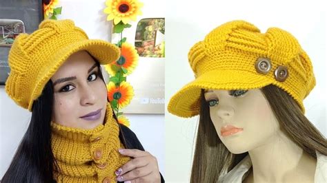 Como Tejer La Boina N° 28 A Crochet Con Visera Para Niñas Y Mujer En