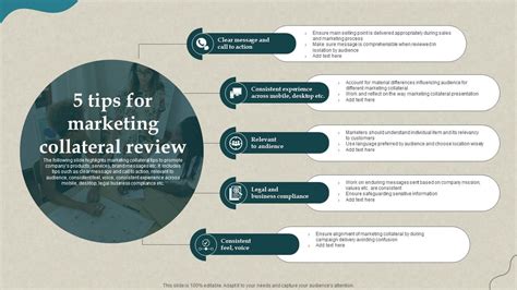 5 Tips For Marketing Collateral Review PPT Template