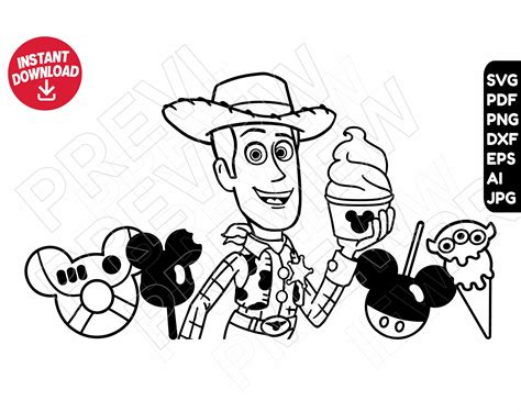 Woody Toy Story SVG Png Dxf Clipart Cut File Outline Etsy Australia