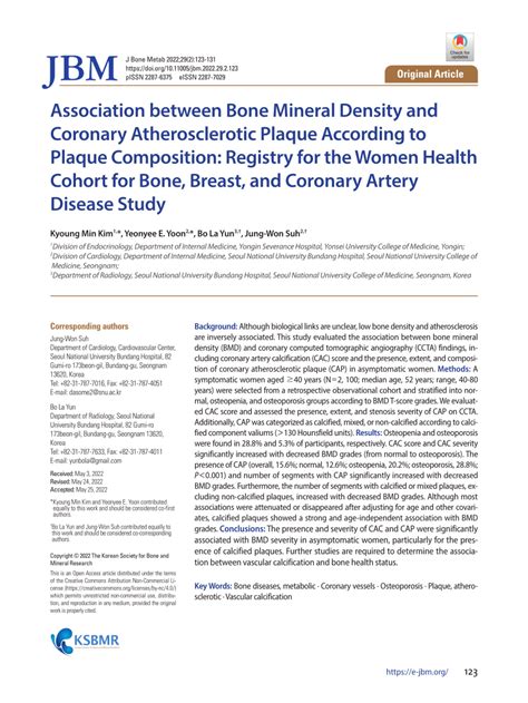 PDF Association Between Bone Mineral Density And Coronary