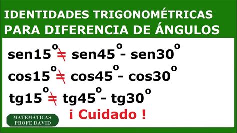 Identidades Para La Diferencia De ángulos Razones Trigonométricas Youtube